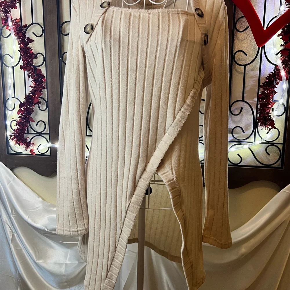 Cream Ribbed Women Top - Picture 1 of 5
